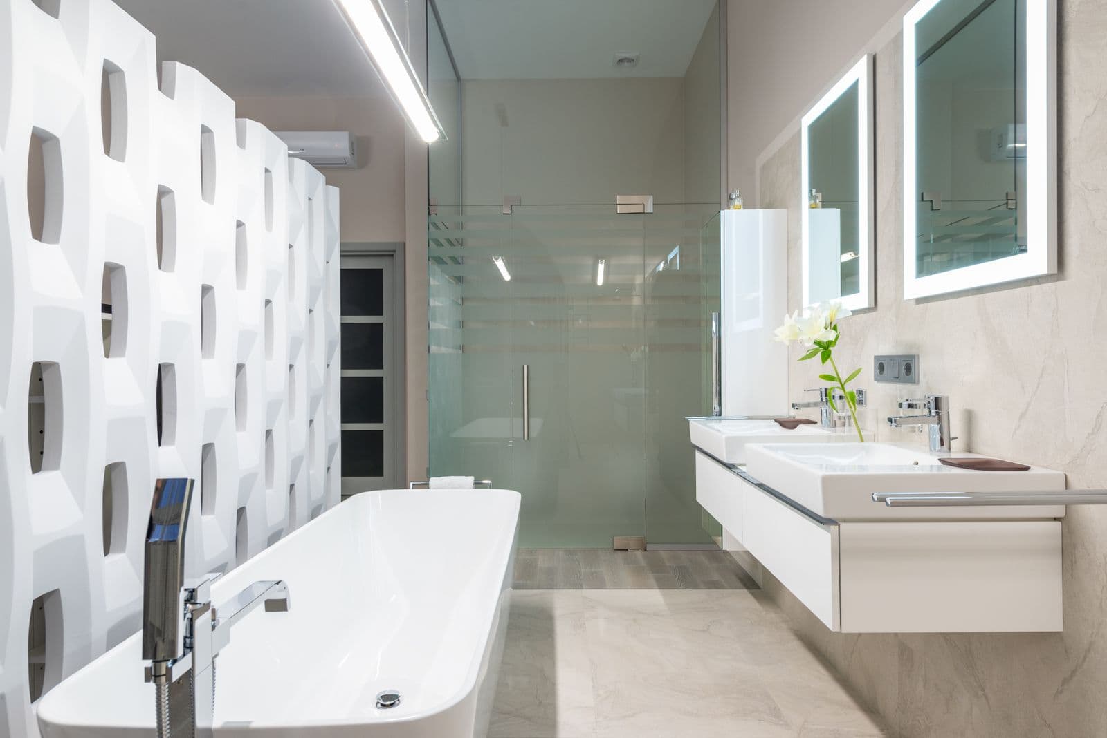 Modern bathroom with freestanding bath